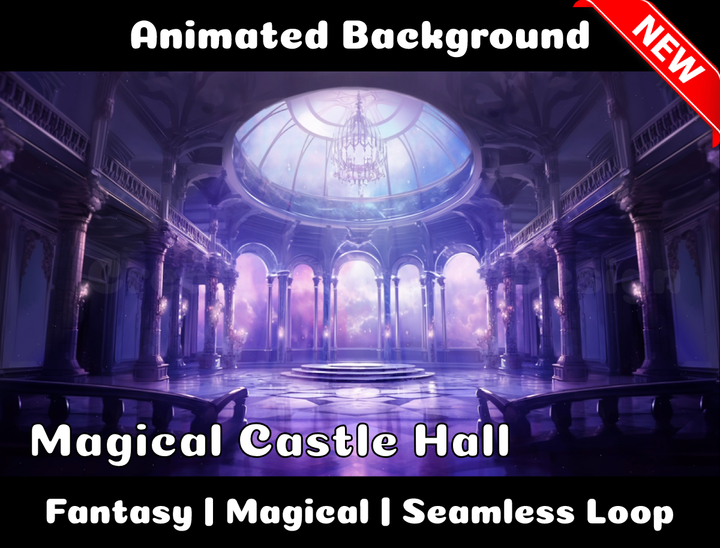 Animated Background | Magical Castle Hall | Twitch, Youtube, vTuber, Streaming, OBS, Overlay - Cute Cake Design