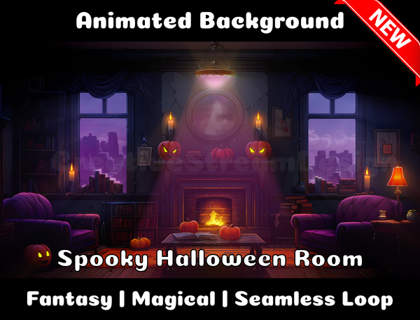 Animated Background | Spooky Halloween Room | Twitch, Youtube, vTuber, Streaming, OBS, Overlay