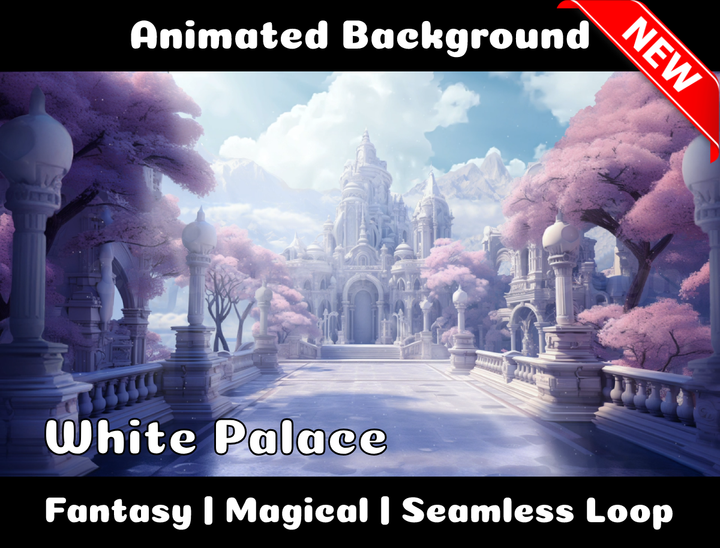 Animated Background | White Palace | Twitch, Youtube, vTuber, Streaming, OBS, Overlay - Cute Cake Design