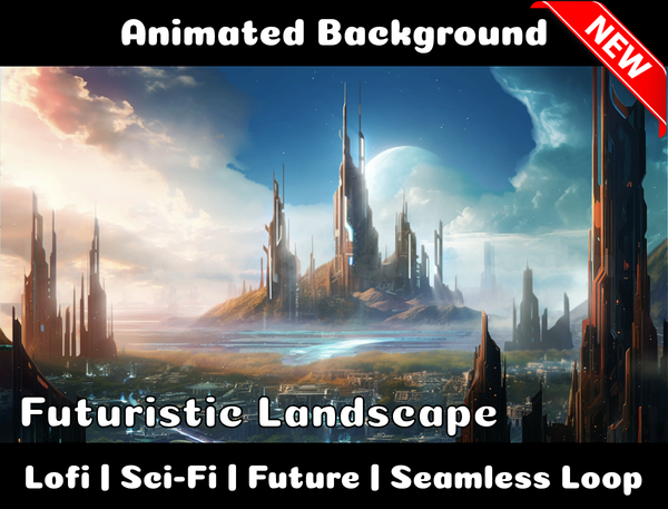 Animated Background | Futuristic Landscape | Twitch, Youtube, vTuber, Streaming, OBS, Overlay - Cute Cake Design